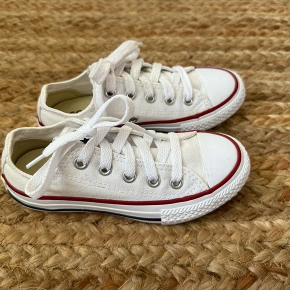 Converse All Star Little Kid Size 11 White Low Top Sneakers - Picture 3 of 8